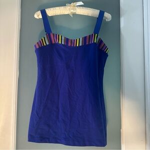 Lululemon Athletica Blue heart tank with Striped Accents multi poncho